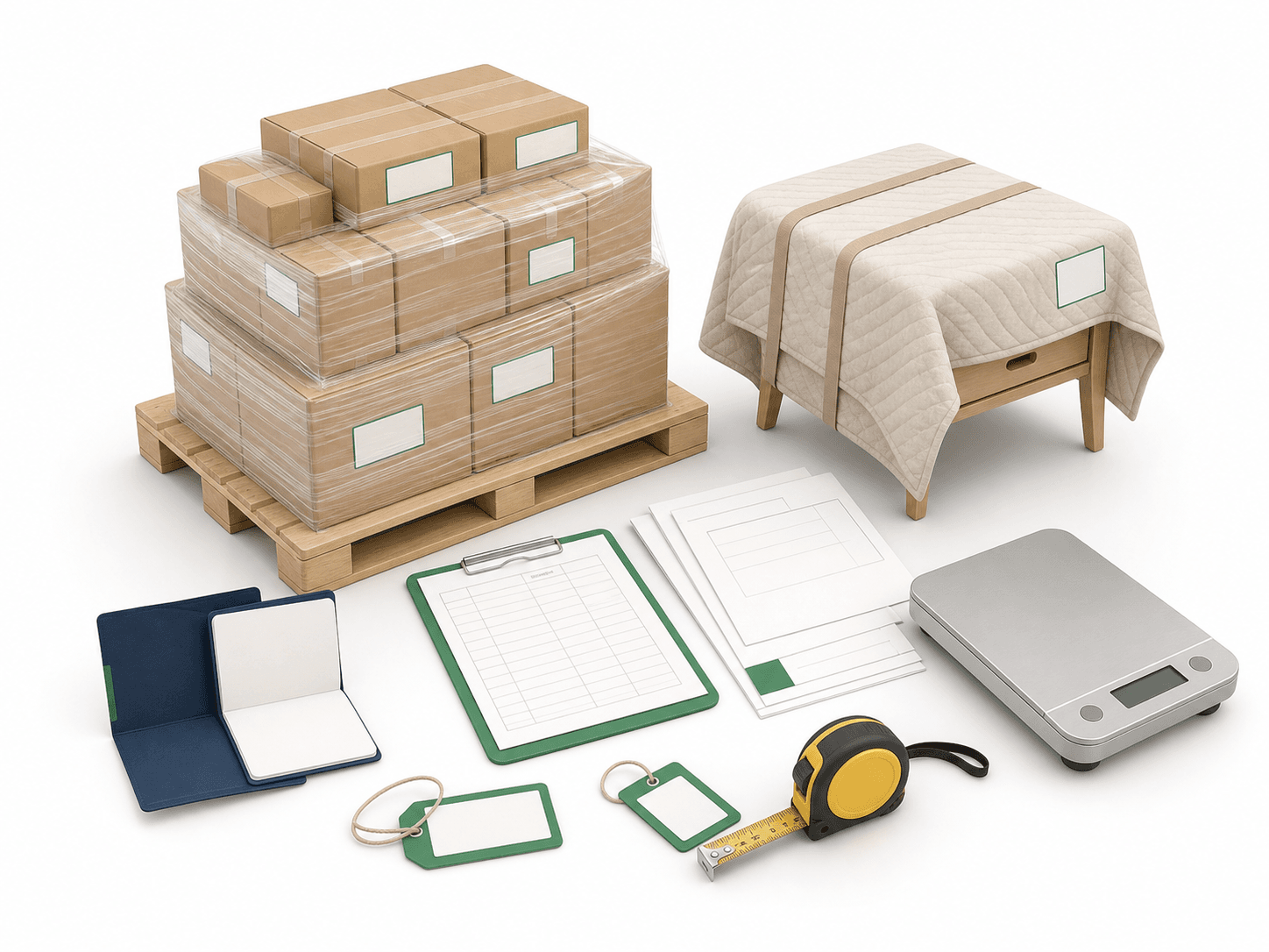 Preparing cross border moving pallets securely wrapped