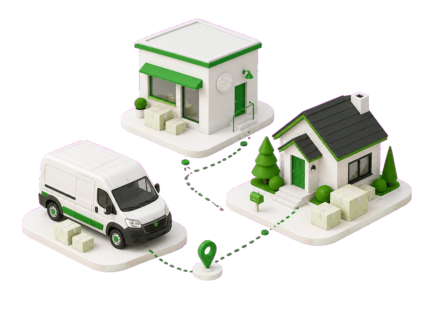 Domestic parcel shipping packages and courier boxes across Canada